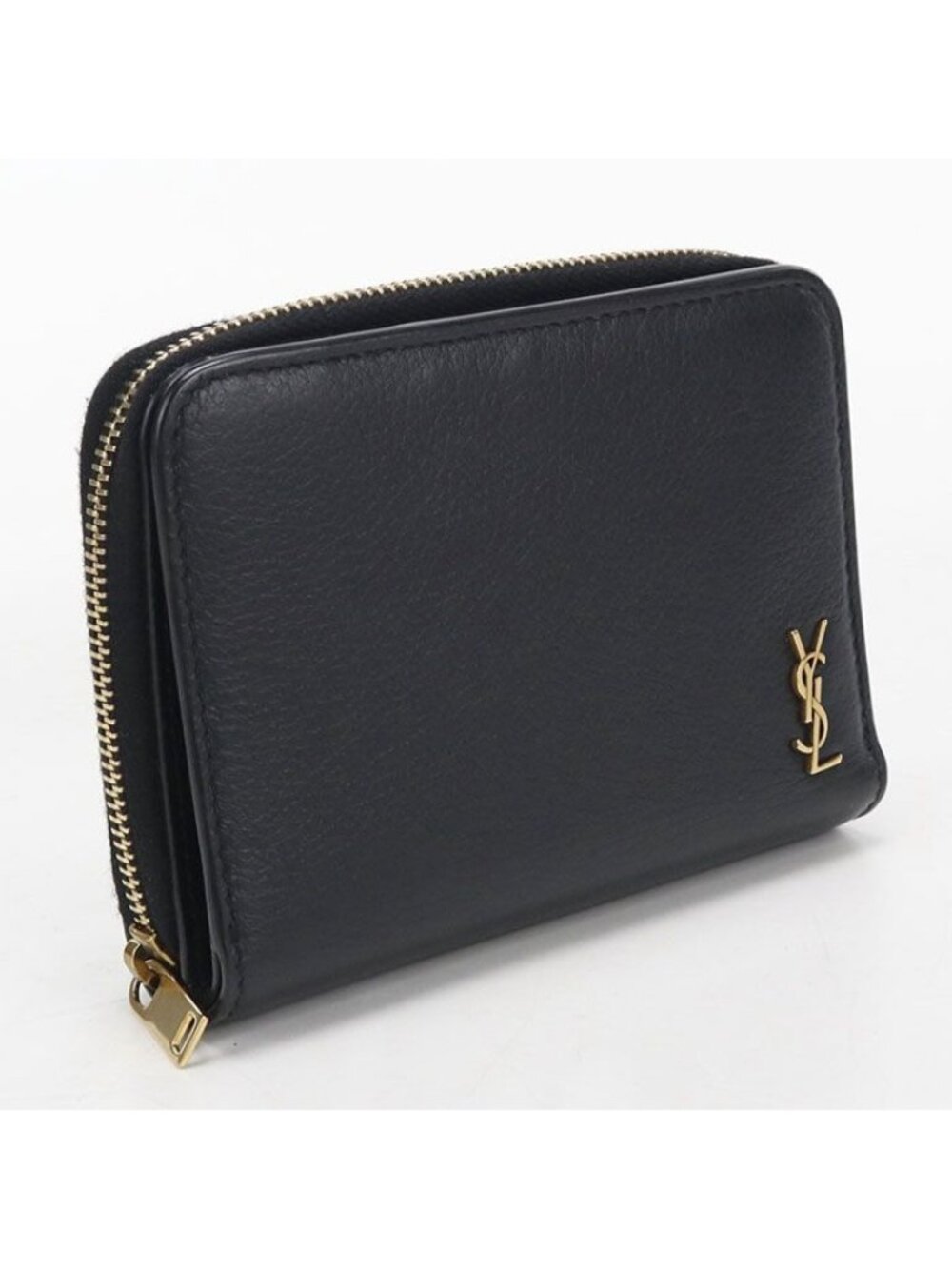 Saint Laurent Compact Zip Wallet Tiny Monogram Bifold Calfskin